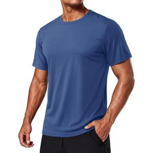 image:imageTACVASEN Mens Workout Quick Dry Fit TShirts Athletic Running Short Sleeve Shirts Gym Rash Guard Sun Protection Tee03 Blue Grey