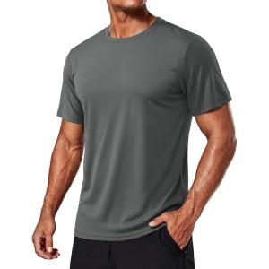 image:imageTACVASEN Mens Workout Quick Dry Fit TShirts Athletic Running Short Sleeve Shirts Gym Rash Guard Sun Protection Tee08 Dark Grey