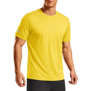 image:imageTACVASEN Mens Workout Shirts Short Sleeve Dry Fit Athletic TShirts UPF 50 Running Gym Tshirts Swim Sun ShirtYellow