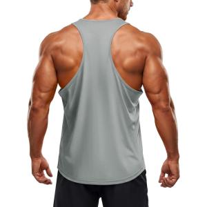 image:imageTACVASEN Mens Y Back Tank Tops Dry Fit Workout UPF 50 Muscle Shirts Gym Running Athletic Tank Tops BodybuildingLight Grey