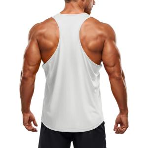 image:imageTACVASEN Mens Y Back Tank Tops Dry Fit Workout UPF 50 Muscle Shirts Gym Running Athletic Tank Tops BodybuildingWhite