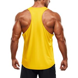 image:imageTACVASEN Mens Y Back Tank Tops Dry Fit Workout UPF 50 Muscle Shirts Gym Running Athletic Tank Tops BodybuildingYellow