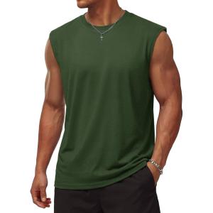 image:imageTACVASEN Sleeveless Shirts for Men Casual Tank Tops Muscle Shirt Summer T Shirts Beach Loose Fit TeeArmygreen
