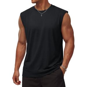 image:imageTACVASEN Sleeveless Shirts for Men Casual Tank Tops Muscle Shirt Summer T Shirts Beach Loose Fit TeeBlack