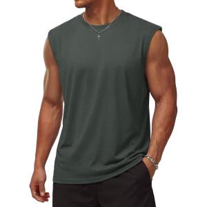 image:imageTACVASEN Sleeveless Shirts for Men Casual Tank Tops Muscle Shirt Summer T Shirts Beach Loose Fit TeeHaze Gray