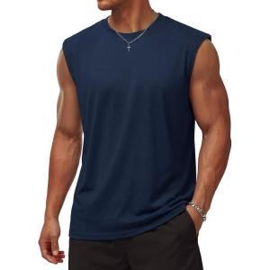 image:imageTACVASEN Sleeveless Shirts for Men Casual Tank Tops Muscle Shirt Summer T Shirts Beach Loose Fit TeeNavy
