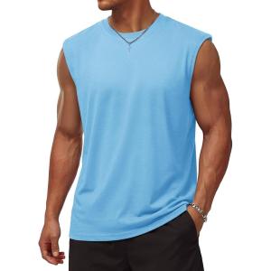 image:imageTACVASEN Sleeveless Shirts for Men Casual Tank Tops Muscle Shirt Summer T Shirts Beach Loose Fit TeeSkyblue