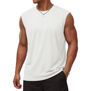 image:imageTACVASEN Sleeveless Shirts for Men Casual Tank Tops Muscle Shirt Summer T Shirts Beach Loose Fit TeeWhite
