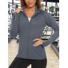 image:imageTACVASEN Womens Athletic Jackets Lightweight UV Protection Shirts Full Zip Workout Jacket UPF 50 Long Sleeve Sun Shirt05 Dark Gray