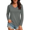image:imageTACVASEN Womens Long Sleeve V Neck Tops Lightweight Quick Dry UPF 50 Sun Protection Workout Hiking Running Shirts01 Dark Gray