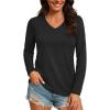 image:imageTACVASEN Womens Long Sleeve V Neck Tops Lightweight Quick Dry UPF 50 Sun Protection Workout Hiking Running Shirts02 Black