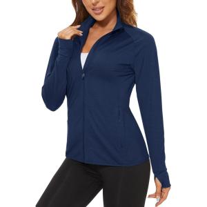 image:imageTACVASEN Womens Athletic Jackets Lightweight UV Protection Shirts Full Zip Workout Jacket UPF 50 Long Sleeve Sun Shirt02 Navy