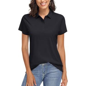 image:imageTACVASEN Womens Golf Polo Shirts Short Sleeve UPF 50 Sun Protection Golf Shirts for Women Quick Dry Collared Polos01black
