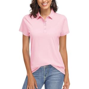 image:imageTACVASEN Womens Golf Polo Shirts Short Sleeve UPF 50 Sun Protection Golf Shirts for Women Quick Dry Collared Polos04light Pink