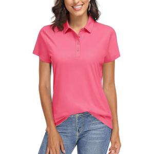 image:imageTACVASEN Womens Golf Polo Shirts Short Sleeve UPF 50 Sun Protection Golf Shirts for Women Quick Dry Collared Polos08rose Red