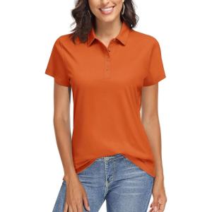 image:imageTACVASEN Womens Golf Polo Shirts Short Sleeve UPF 50 Sun Protection Golf Shirts for Women Quick Dry Collared Polos16dark Orange