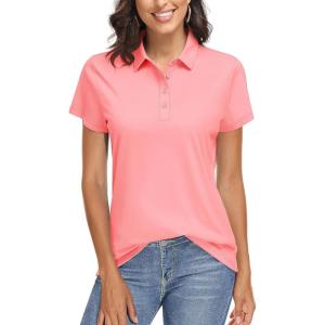 image:imageTACVASEN Womens Golf Polo Shirts Short Sleeve UPF 50 Sun Protection Golf Shirts for Women Quick Dry Collared Polos17pink
