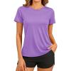 image:imageTACVASEN Womens Short Sleeve Workout Shirts UPF 50 Sun Protection Quick Dry Athletic Tops for Running Gym Tee05 Light Purple