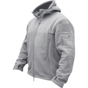 image:imageTACVASEN Tactical Jacket for Men Fleece Jackets Full Zip Military Hoodies Windproof Warm Winter Coat Outdoor Hunting06light Grey