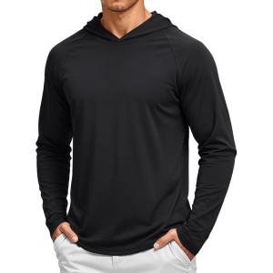 image:imageTACVASEN Mens Long Sleeve Active TShirts UPF 50 Hoodies Sun Protection Shirt Lightweight Quick Dry Rash Guards01 Black