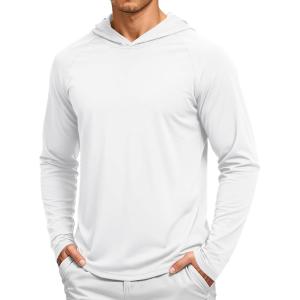 image:imageTACVASEN Mens Long Sleeve Active TShirts UPF 50 Hoodies Sun Protection Shirt Lightweight Quick Dry Rash Guards02 White