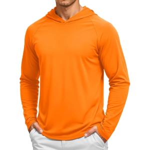 image:imageTACVASEN Mens Long Sleeve Active TShirts UPF 50 Hoodies Sun Protection Shirt Lightweight Quick Dry Rash Guards05 Orange