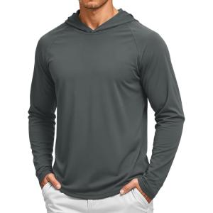image:imageTACVASEN Mens Long Sleeve Active TShirts UPF 50 Hoodies Sun Protection Shirt Lightweight Quick Dry Rash Guards07 Dark Gray
