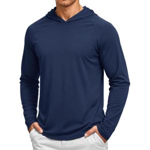image:imageTACVASEN Mens Long Sleeve Active TShirts UPF 50 Hoodies Sun Protection Shirt Lightweight Quick Dry Rash Guards08 Navy