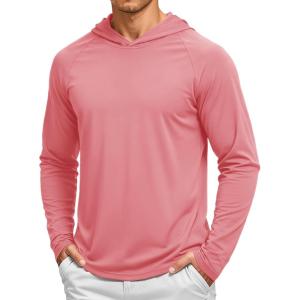 image:imageTACVASEN Mens Long Sleeve Active TShirts UPF 50 Hoodies Sun Protection Shirt Lightweight Quick Dry Rash Guards09 Grey Pink