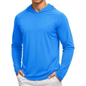 image:imageTACVASEN Mens Long Sleeve Active TShirts UPF 50 Hoodies Sun Protection Shirt Lightweight Quick Dry Rash Guards15 Azure