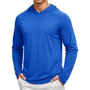 image:imageTACVASEN Mens Long Sleeve Active TShirts UPF 50 Hoodies Sun Protection Shirt Lightweight Quick Dry Rash Guards16 Color Blue