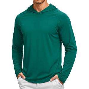 image:imageTACVASEN Mens Long Sleeve Active TShirts UPF 50 Hoodies Sun Protection Shirt Lightweight Quick Dry Rash Guards17 Emerald Green