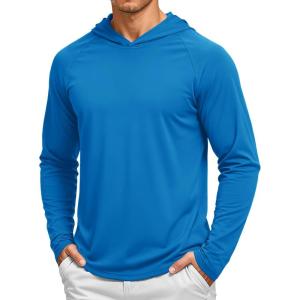 image:imageTACVASEN Mens Long Sleeve Active TShirts UPF 50 Hoodies Sun Protection Shirt Lightweight Quick Dry Rash Guards19 Blue Green
