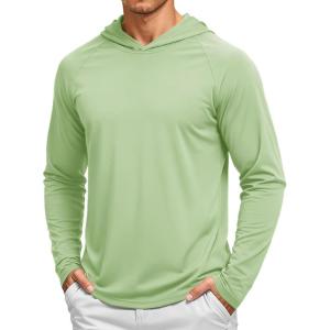 image:imageTACVASEN Mens Long Sleeve Active TShirts UPF 50 Hoodies Sun Protection Shirt Lightweight Quick Dry Rash Guards20 Light Green