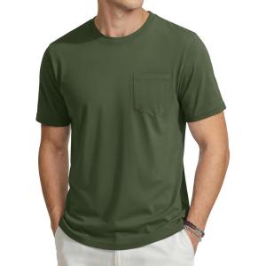 image:imageTACVASEN Mens Pocket TShirts Cotton Short Sleeve Tshirts Soft Crew Neck Lightweight Casual Basic Plain Summer TeesArmy Green