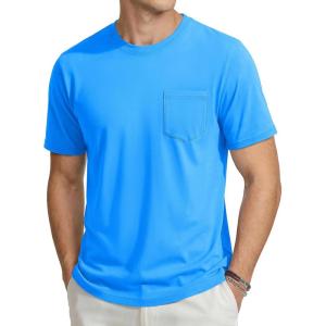 image:imageTACVASEN Mens Pocket TShirts Cotton Short Sleeve Tshirts Soft Crew Neck Lightweight Casual Basic Plain Summer TeesAzure