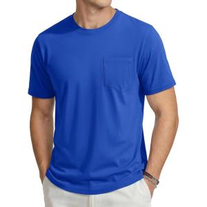 image:imageTACVASEN Mens Pocket TShirts Cotton Short Sleeve Tshirts Soft Crew Neck Lightweight Casual Basic Plain Summer TeesColour Blue