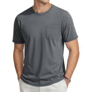 image:imageTACVASEN Mens Pocket TShirts Cotton Short Sleeve Tshirts Soft Crew Neck Lightweight Casual Basic Plain Summer TeesDark Grey Heather
