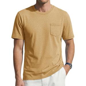 image:imageTACVASEN Mens Pocket TShirts Cotton Short Sleeve Tshirts Soft Crew Neck Lightweight Casual Basic Plain Summer TeesEarthy Yellow Heather