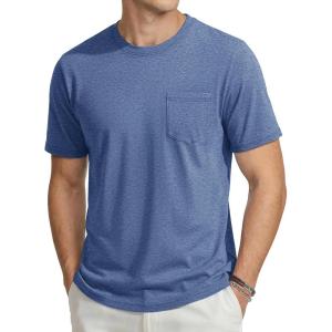 image:imageTACVASEN Mens Pocket TShirts Cotton Short Sleeve Tshirts Soft Crew Neck Lightweight Casual Basic Plain Summer TeesGrey Blue Heather