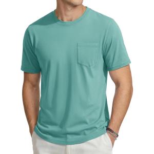 image:imageTACVASEN Mens Pocket TShirts Cotton Short Sleeve Tshirts Soft Crew Neck Lightweight Casual Basic Plain Summer TeesGrey Green