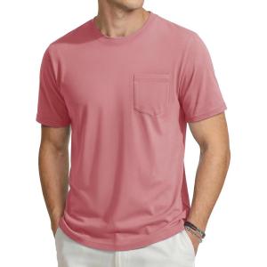 image:imageTACVASEN Mens Pocket TShirts Cotton Short Sleeve Tshirts Soft Crew Neck Lightweight Casual Basic Plain Summer TeesGrey Pink