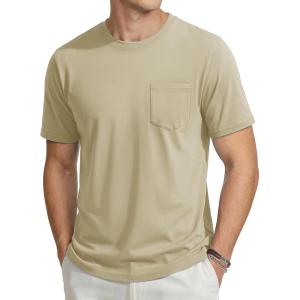 image:imageTACVASEN Mens Pocket TShirts Cotton Short Sleeve Tshirts Soft Crew Neck Lightweight Casual Basic Plain Summer TeesKhaki