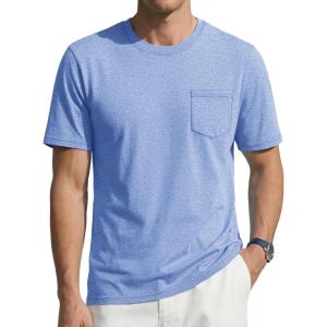 image:imageTACVASEN Mens Pocket TShirts Cotton Short Sleeve Tshirts Soft Crew Neck Lightweight Casual Basic Plain Summer TeesLight Blue Heather