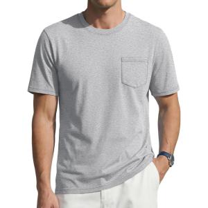 image:imageTACVASEN Mens Pocket TShirts Cotton Short Sleeve Tshirts Soft Crew Neck Lightweight Casual Basic Plain Summer TeesLight Grey Heather