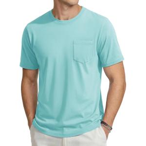 image:imageTACVASEN Mens Pocket TShirts Cotton Short Sleeve Tshirts Soft Crew Neck Lightweight Casual Basic Plain Summer TeesLight Lake Blue