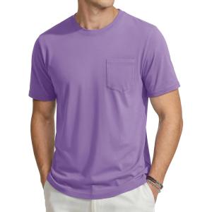 image:imageTACVASEN Mens Pocket TShirts Cotton Short Sleeve Tshirts Soft Crew Neck Lightweight Casual Basic Plain Summer TeesLight Purple