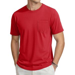 image:imageTACVASEN Mens Pocket TShirts Cotton Short Sleeve Tshirts Soft Crew Neck Lightweight Casual Basic Plain Summer TeesTomato Red