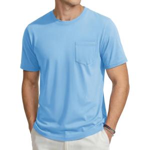 image:imageTACVASEN Mens Pocket TShirts Cotton Short Sleeve Tshirts Soft Crew Neck Lightweight Casual Basic Plain Summer TeesWaterfall Blue