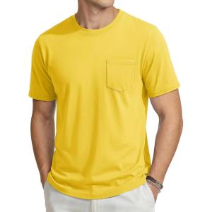 image:imageTACVASEN Mens Pocket TShirts Cotton Short Sleeve Tshirts Soft Crew Neck Lightweight Casual Basic Plain Summer TeesYellow